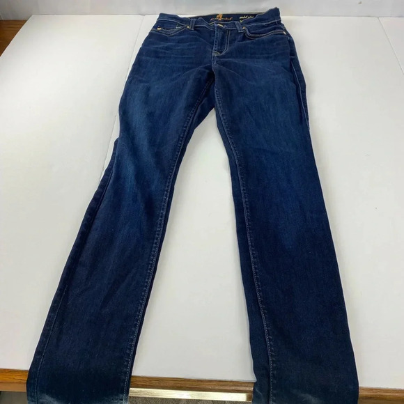 Seven 7 for all Mankind Womens Jeans Size 24 Mid Rise Roxanne Skinny Dark Wash - Picture 2 of 10